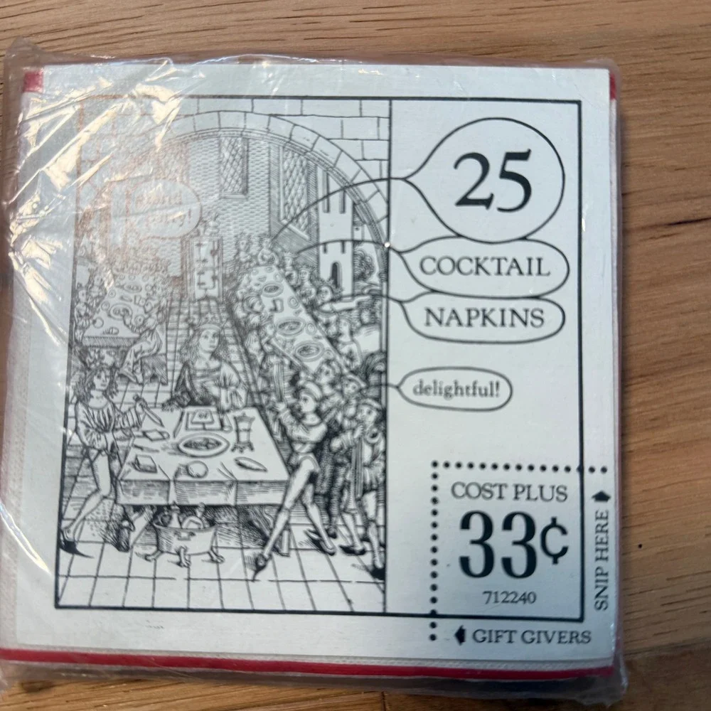 Gift Givers Cost Plus Cocktail Napkins 5x5 Red Vintage Birds in Tree 25 Count